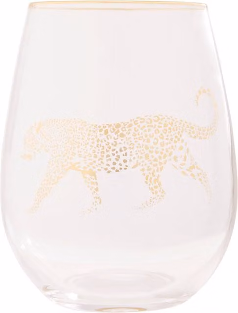 Orsina Gold Leopard Curved Glass Tumbler in Transparent