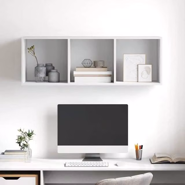 Berkfield Home Practical Wall-mounted TV Cabinet in White, W/D/H: 37 x 37 x 107 cm