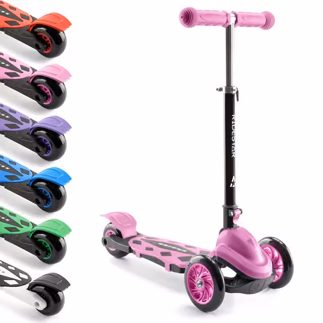 RideStar Cruise Pink 3 Wheeled Foldable and Height Adjustable Metal Scooter