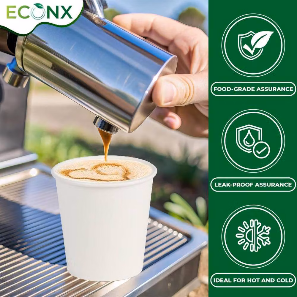 ECONX 7oz Disposable Single Wall White Paper Cups for Cold Coffee and Takeaway Drinks, 500 Pieces – 4