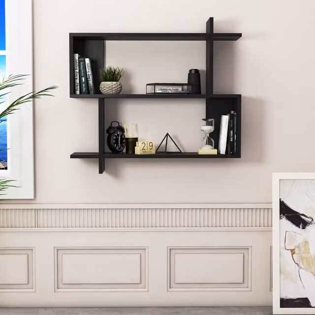 Decorotika Minalla Wall Shelf, Black, W/D/H: 90.0 x 22.0 x 14.0 cm