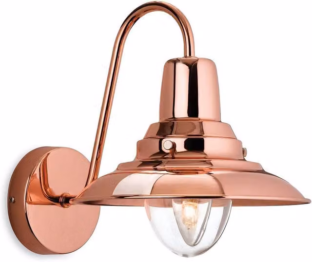 Firstlight Fisherman Dome Wall Light in Copper with Clear Glass and E14 Base