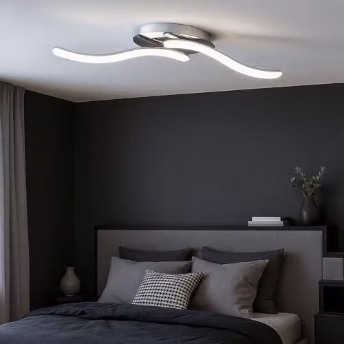 Globo Lighting Nabro Integrated LED Semi Flush Ceiling Light in Chrome and Silver – 4