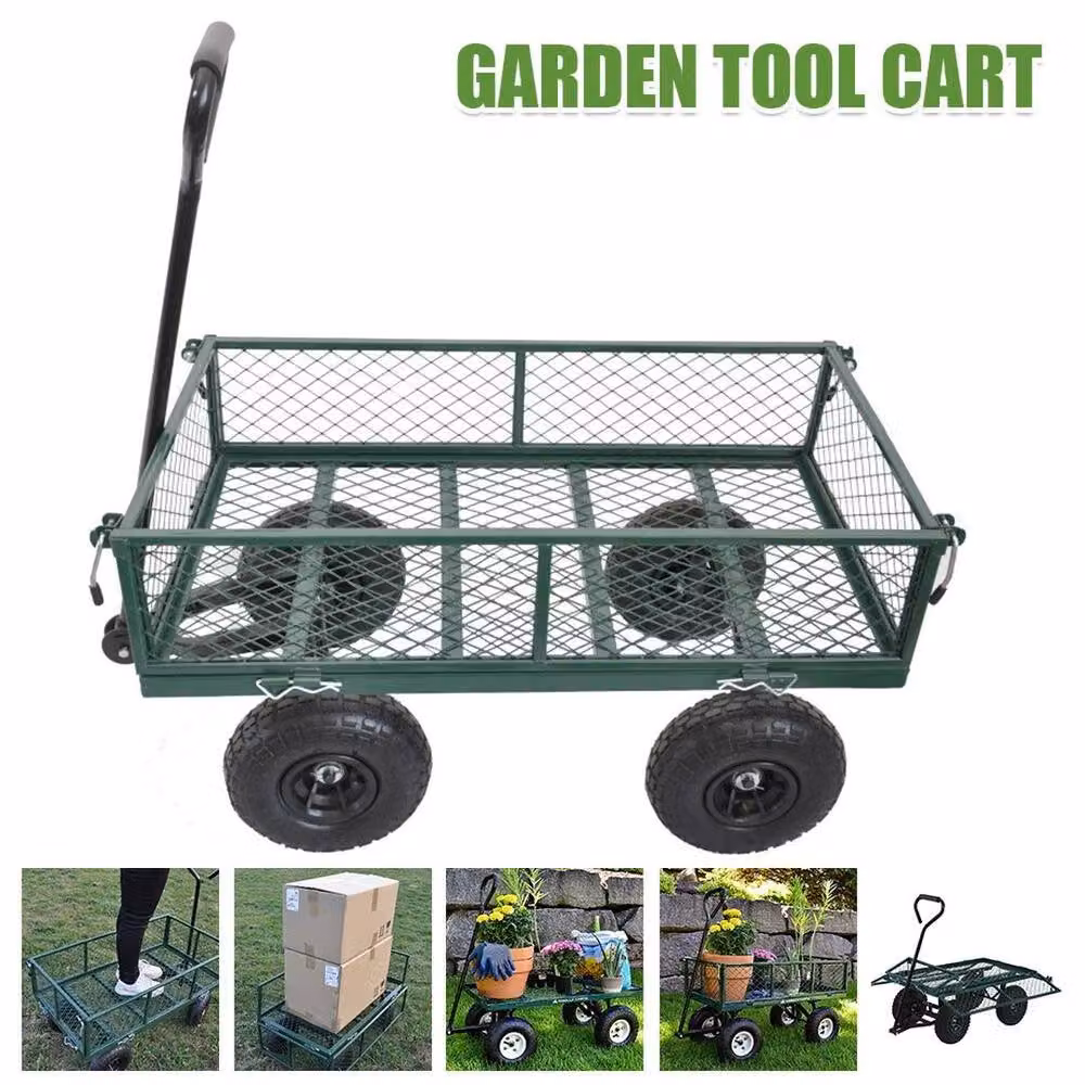 KORVIXA Heavy Duty Metal Garden Cart in Green – 3