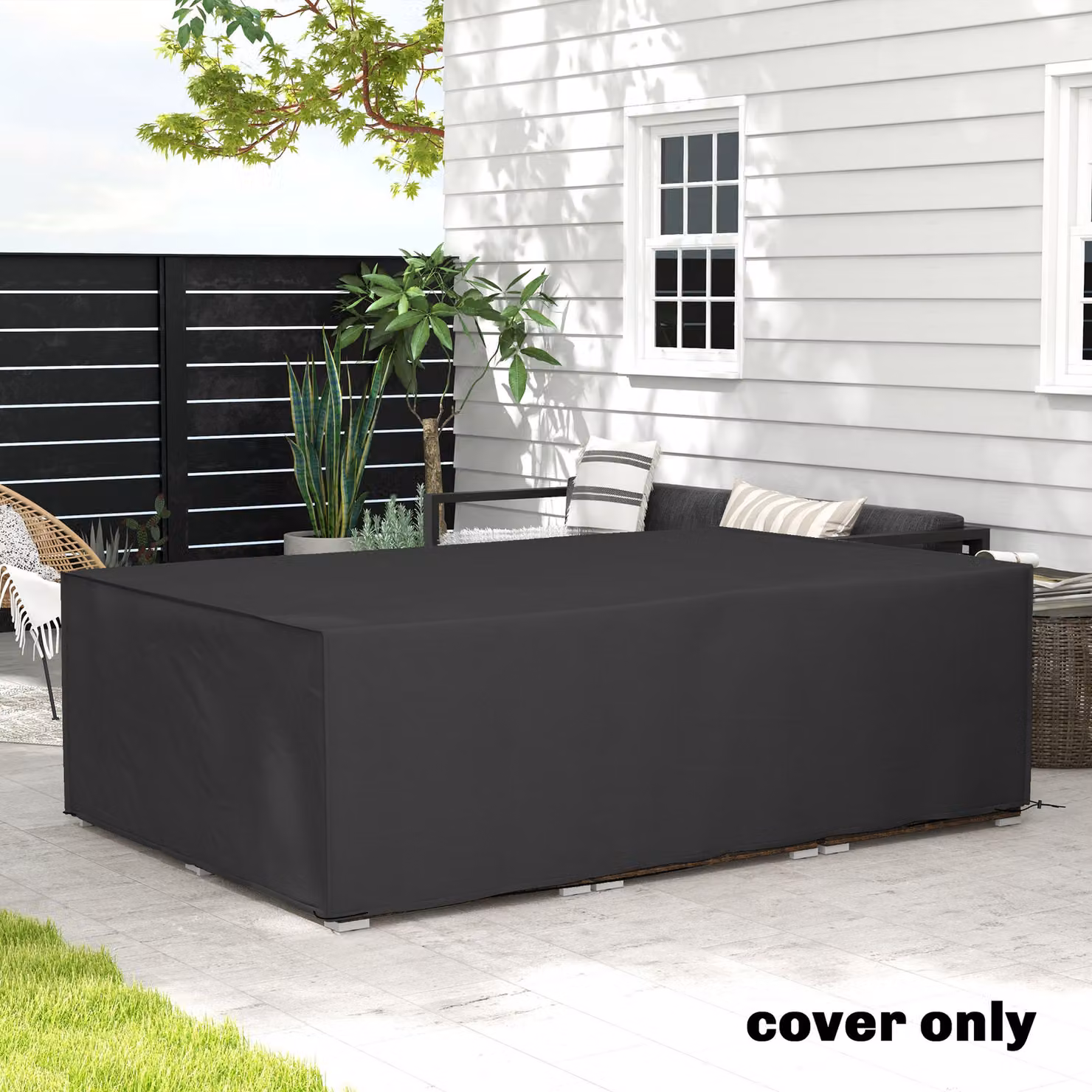 Outsunny Waterproof Polyester Sofa Furniture Cover, Black, W: 155 cm, H: 222 cm – 2
