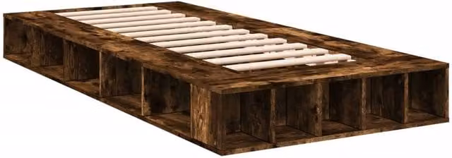 Berkfield Home Durable Small Single Bed Frame in Smoked Oak Brown, W: 75 cm, L: 190 cm – 1