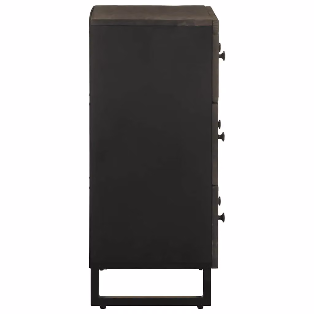 Berkfield Home Set of 2 Modern Black Mango Wood Sideboards, W/D/H: 60 x 33 x 75 cm – 3