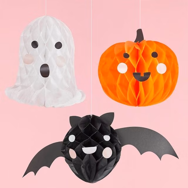Club Green Multicolour Halloween Character Paper Honeycomb Hanging Decorations, Pack of 3