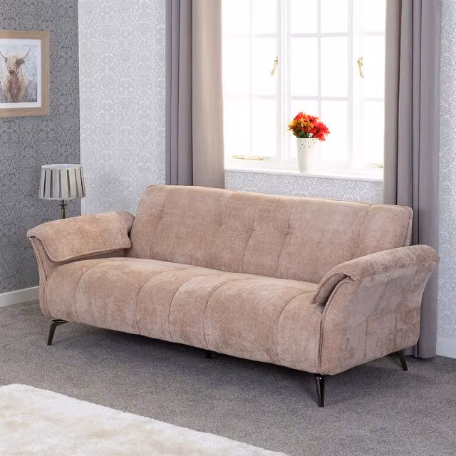 Seconique Modern Upholstered Fabric Sofa in Beige and Multicolour