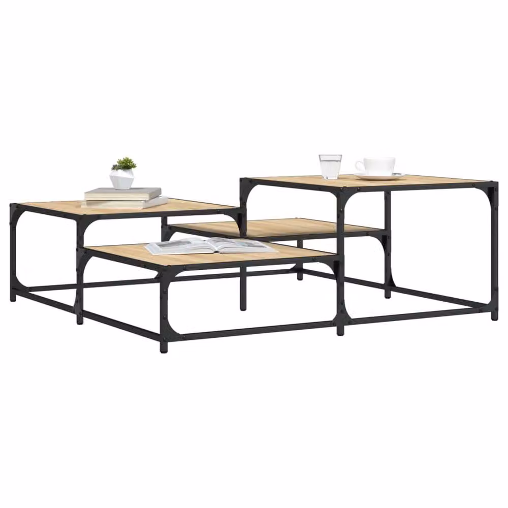 Berkfield Home Sonoma Oak Coffee Table in Light Brown, W/D/H: 107 x 107 x 40 cm – 2