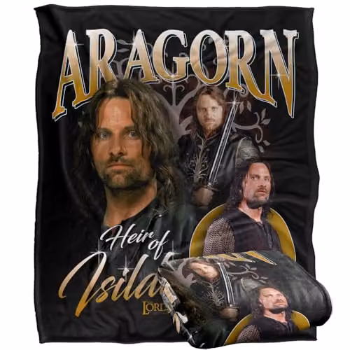 Warner Bros. Lord Of The Rings Aragorn Bootleg Super Soft Silky Touch Fleece Throw Blanket, Multicolour, W: 152 cm, D: 127 cm