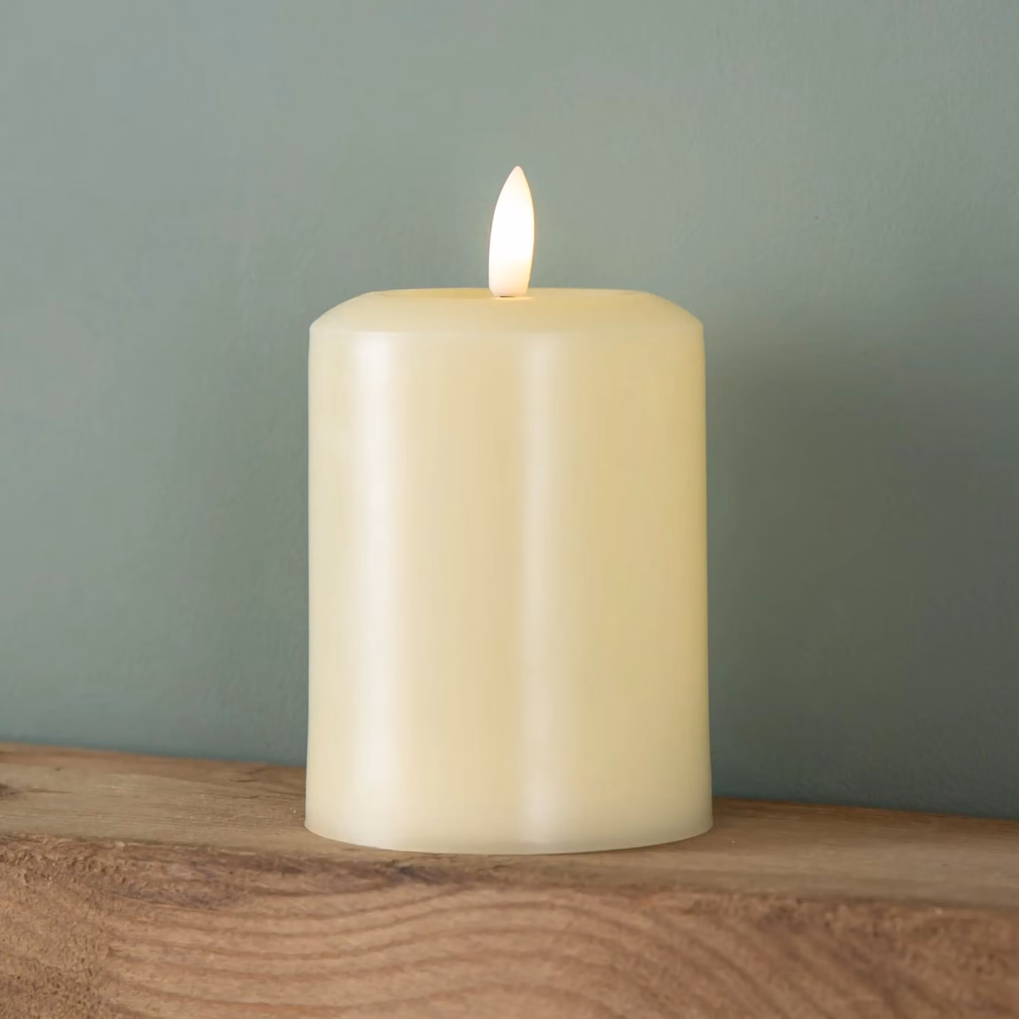 Samuel Alexander Cream Flickering Flameless LED Pillar Candle, Height: 13 cm – 2