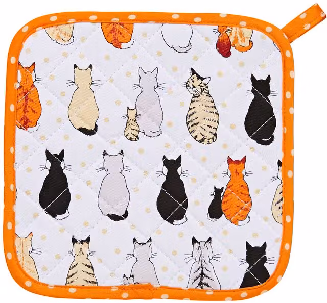 Ulster Weavers Cats In Waiting Pot Mat in Orange and Multicolour