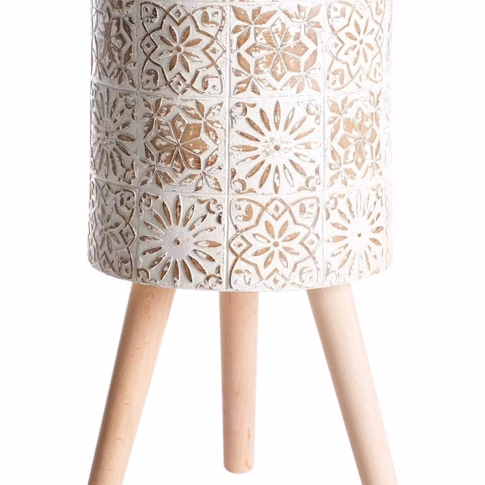 Wyld and Coco Off White Distressed MgO Planter with Beechwood Legs for Indoor or Outdoor Use – 2