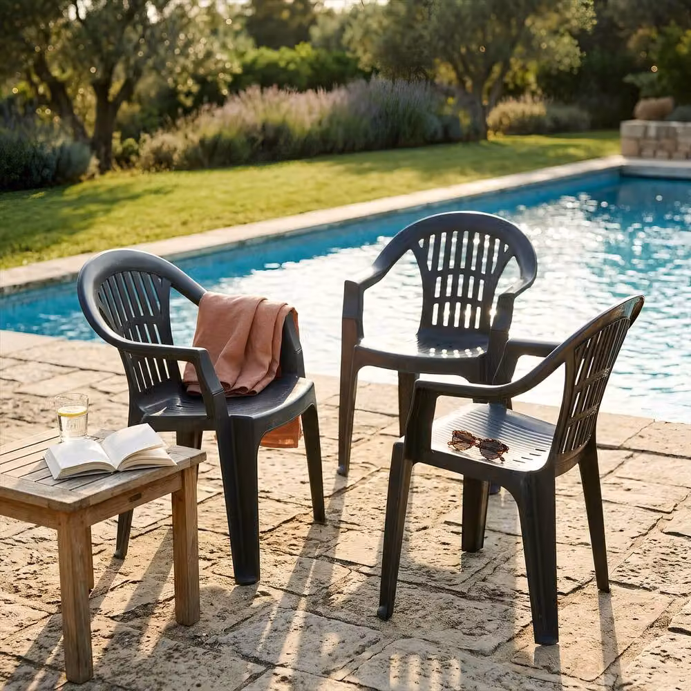 Harbour Housewares Milas Stackable Garden Dining Chairs, 6 Pack, Black – 2