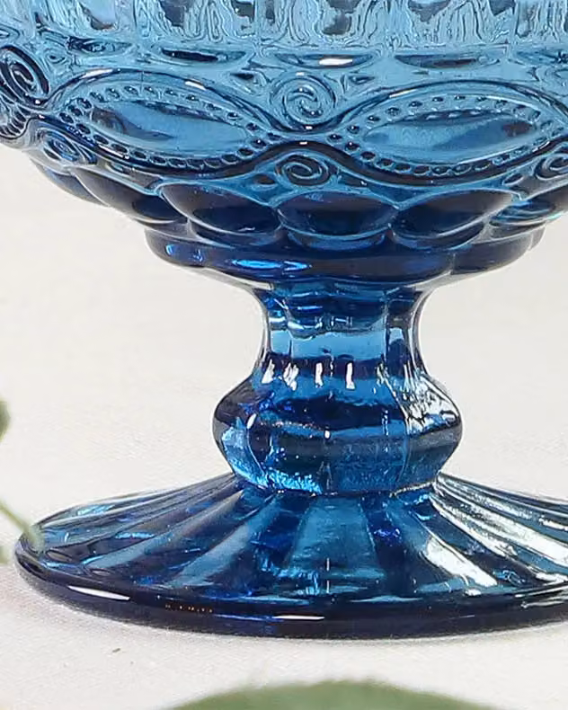 Dibor Set of 2 Vintage Blue Glass Dessert Bowls, H10 x W12 cm – 5