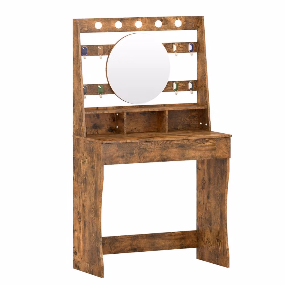 KEEPREAPER Hollywood LED Dressing Table with Adjustable Lighting in Brown – 2
