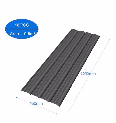 BIRCHTREE 18x Corrugated Steel Metal Roofing Panels for Sheds, Garages and Carports, Black and Grey, W: 129 cm, H: 45 cm, D: 45 cm – 3