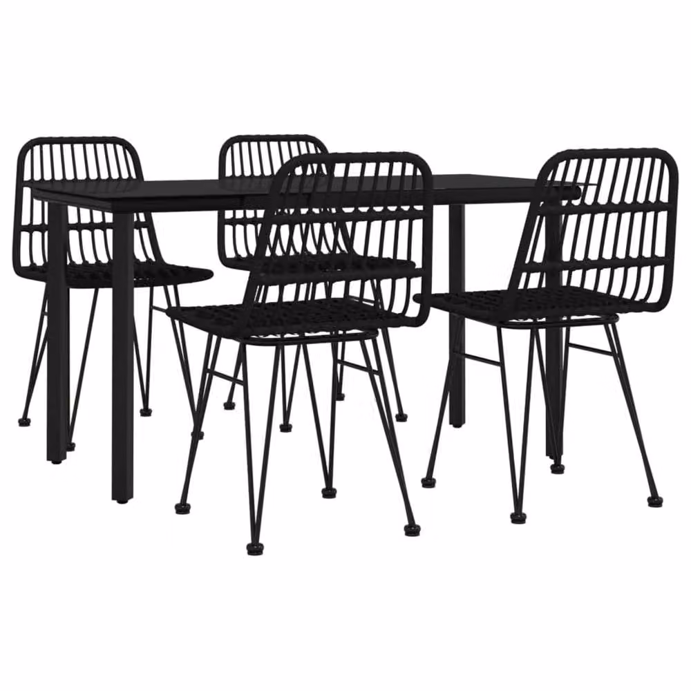 Berkfield Home 5 Piece Black Poly Rattan Garden Dining Set – 2