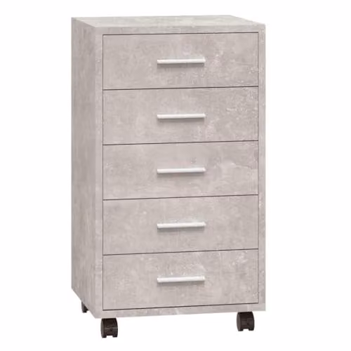 vidaXL Drawer Cabinet with Castors in Concrete Grey Engineered Wood