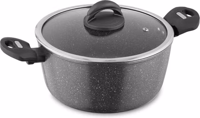 Tower Cerastone Non Stick Ceramic Casserole Dish with Glass Lid, Grey, Diameter: 24 cm, Capacity: 4.2 l