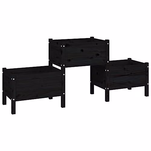 vidaXL Black Solid Pine Wood Garden Planter W/D/H: 178.5 x 44 x 75 cm – 1