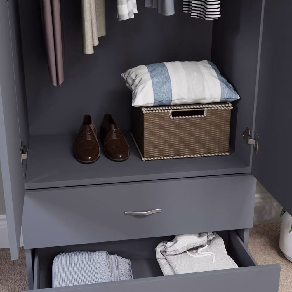 HD Designs Riano Modern 2 Door 2 Drawer Wardrobe in Grey – 5