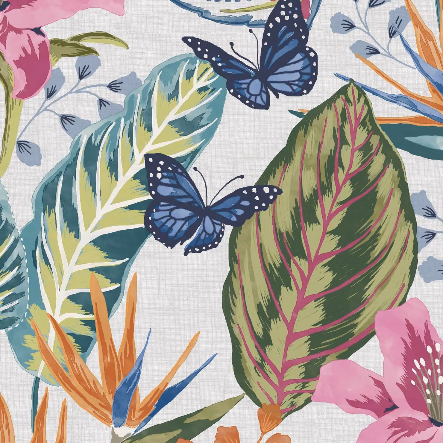 Envy Eden Floral Botanical and Animal Patterned Wallpaper in Blue, Green and Multicolour, W/H: 52 cm x 520 cm – 2