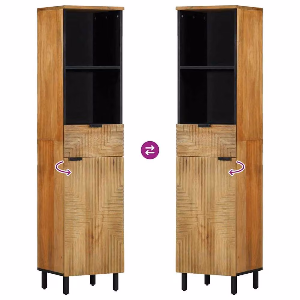 Berkfield Home Beautiful Brown Mango Wood Bathroom Cabinet, W/D/H: 38 x 33 x 160 cm – 3