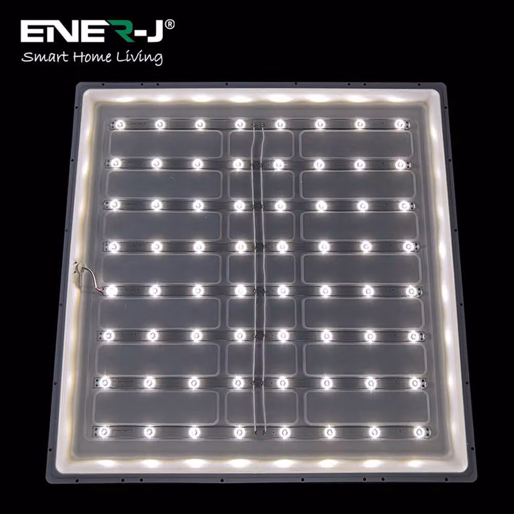 ENER-J Pack of 3 Slim Backlit LED Ceiling Panel Lights, Cool White, W/D: 60 x 60 cm, 40W – 2
