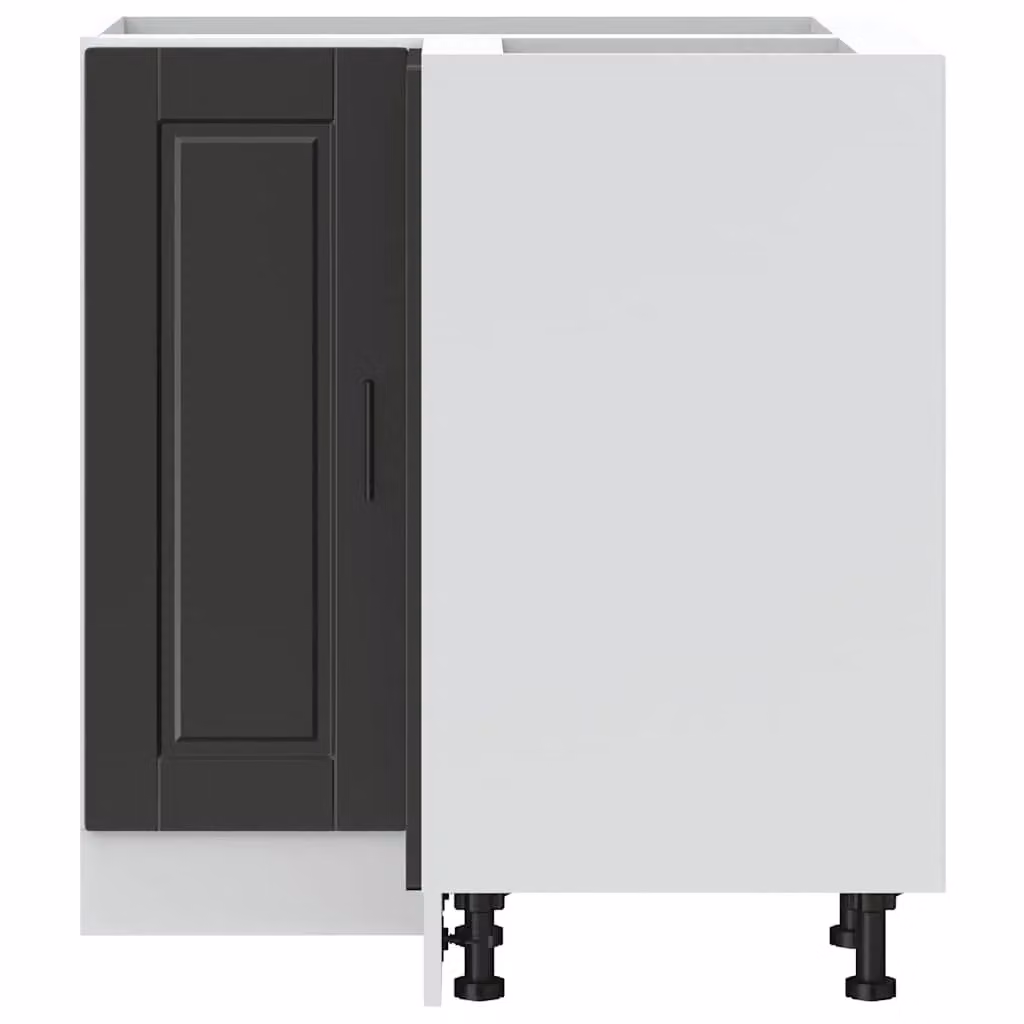 Berkfield Home Porto Black Matt Engineered Wood Kitchen Corner Base Cabinet – 3