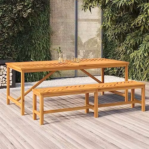 vidaXL Garden Dining Table in Brown Solid Acacia Wood, W: 200 cm, D: 90 cm, H: 74 cm – 2