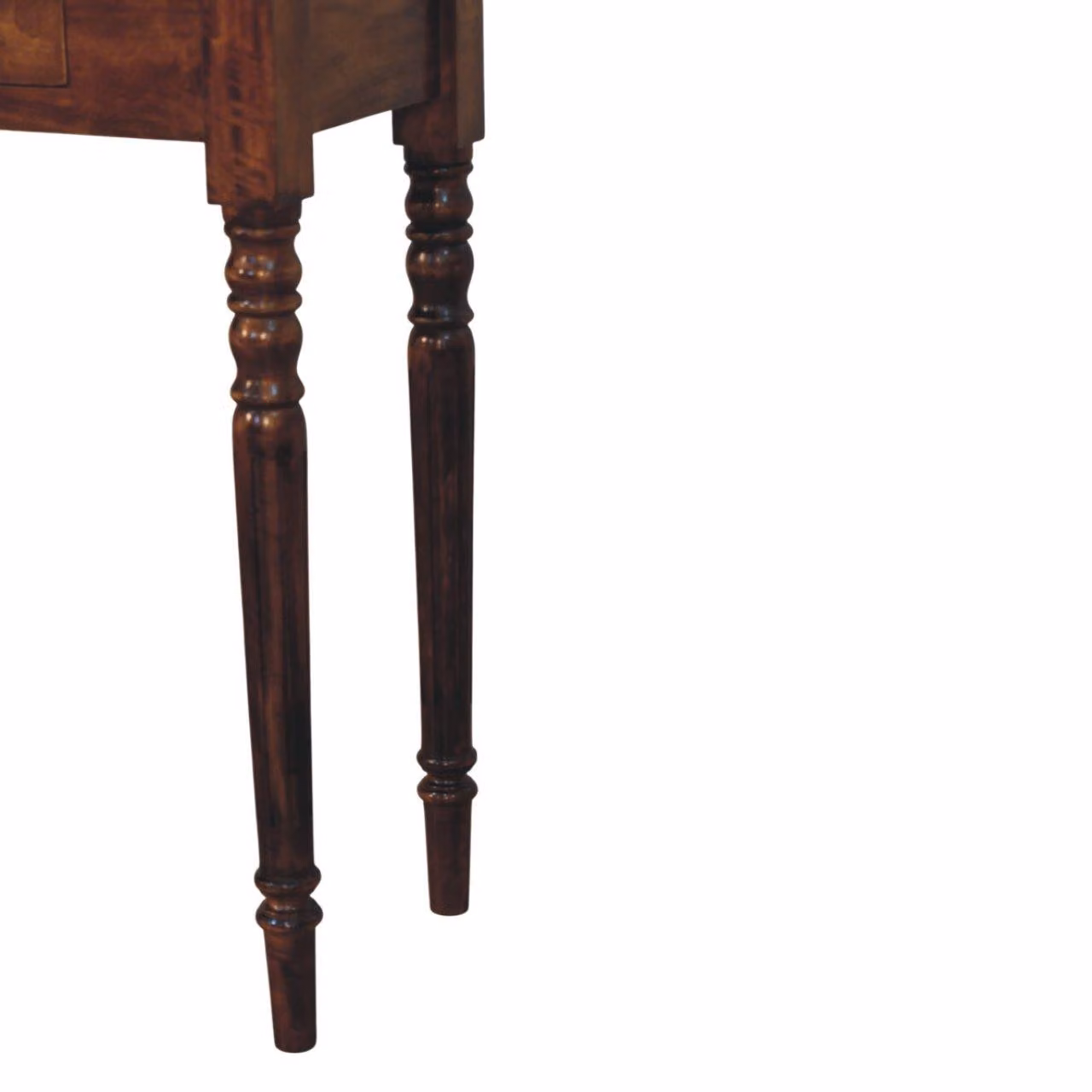 Aosom UK Solid Mango Wood 3-Drawer Console Table with Turned Legs in Brown, W/D/H: 110 x 35 x 80 cm – 4