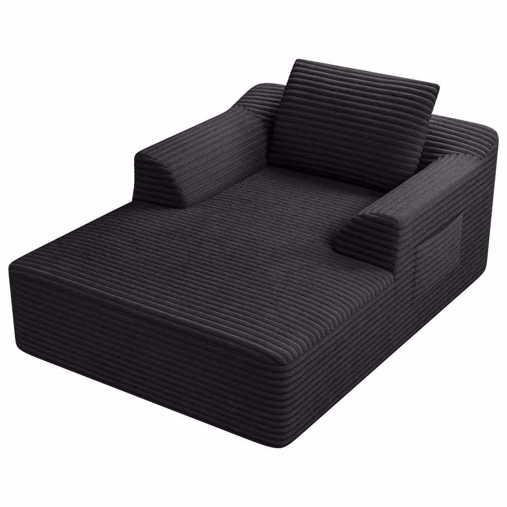 Dprodo Modular High Density Foam Chaise Lounge Sofa in Black – 9