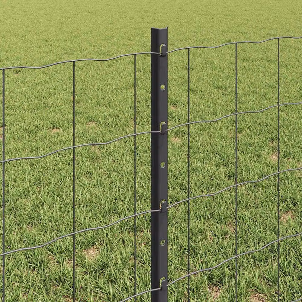 Berkfield Home Durable Steel Euro Fence with 11 U-Profile Posts, Grey, 0.6 x 25 m – 2