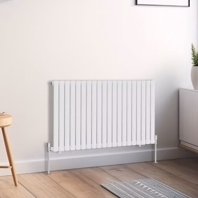 Right Radiators Oval Single Panel Horizontal Radiator in White, H: 60 cm, W: 118 cm, D: 60 cm