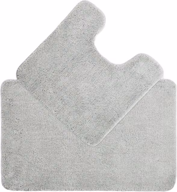 Allure Bath Fashions Non-Slip Microfibre Bath Mat and WC Pedestal Mat Set in Light Grey – 1