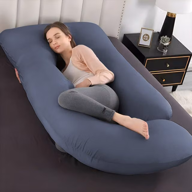Livingandhome Black Velvet Detachable Full Body Pregnancy Support Pillow for Adults