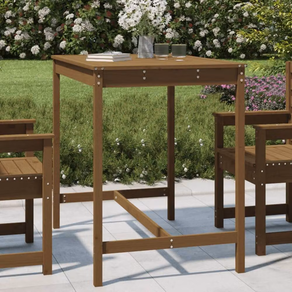 Berkfield Home Rustic Garden Table in Honey Brown Solid Pine, W/D/H: 121 x 82.5 x 110 cm – 2