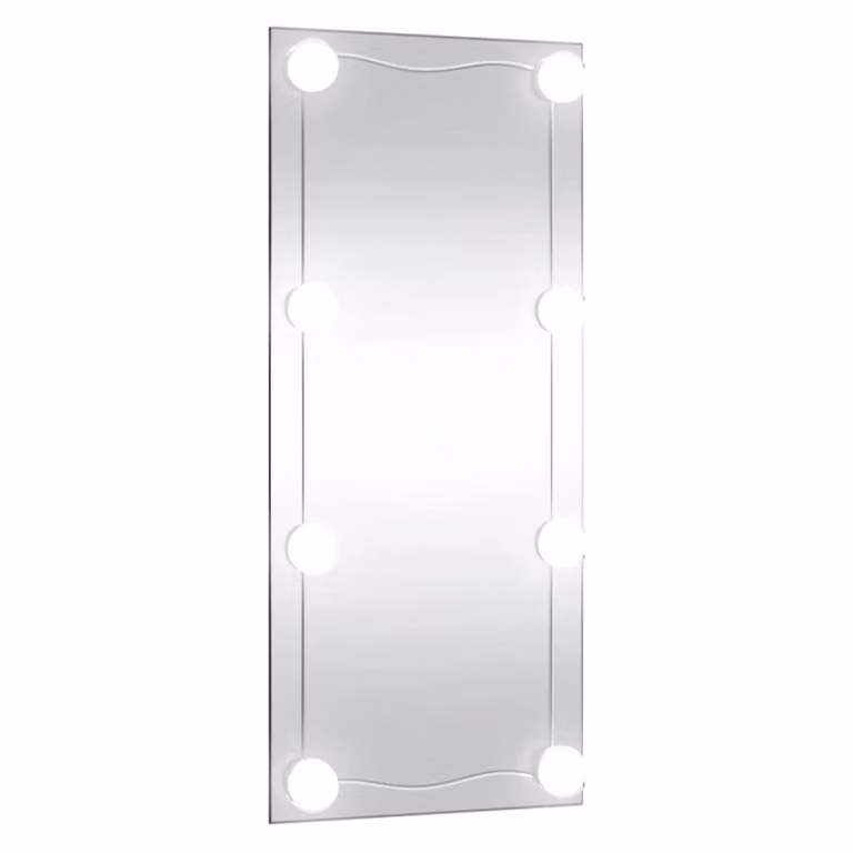 Berkfield Home Silver Rectangular Glass Wall Mirror with LED Lights W: 50 cm, H: 100 cm