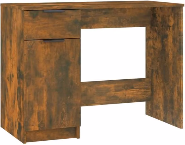 Berkfield Home Computer Desk in Smoked Oak Brown, W/D/H: 100 x 50 x 75 cm