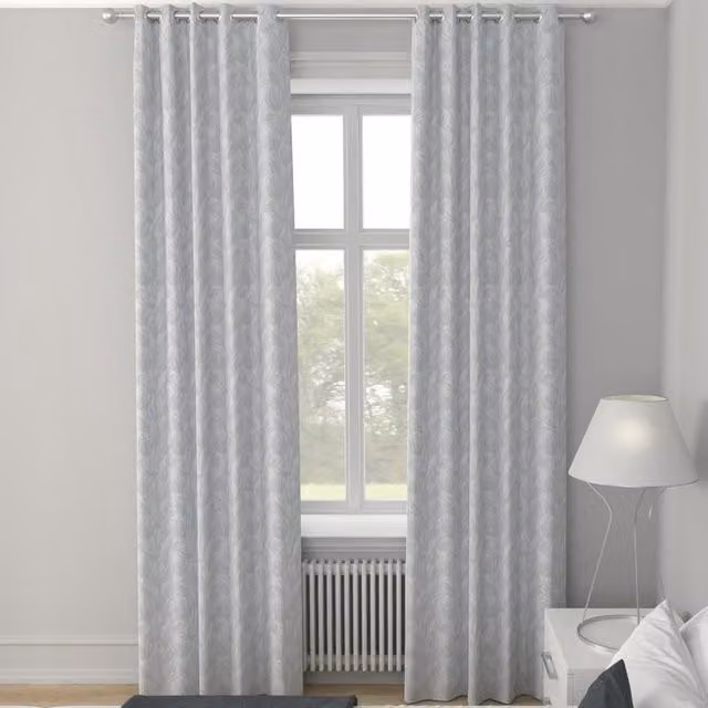 Terrys Pekin Made to Measure Blackout Floral Curtain in Grey Smoke
