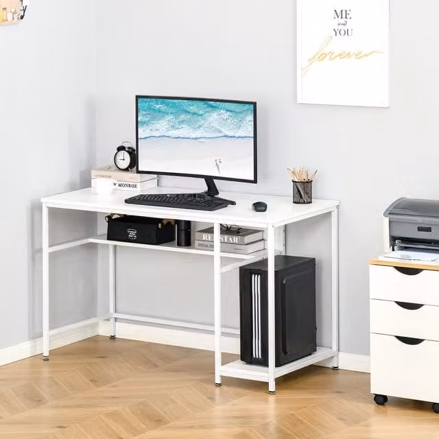 HOMCOM Modern White Computer Desk for Home Office