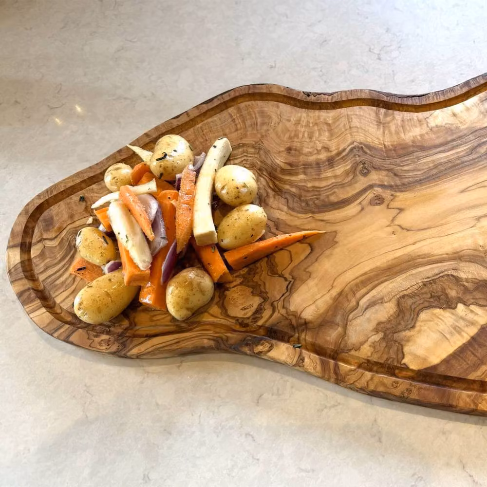 Verano Spanish Ceramics Brown Olive Wood Large Serving Board for Meat, Bread and Antipasti, Length: 65 cm – 6