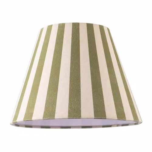 Happy Homewares Green and Beige Linen Striped Coolie Lampshade with Fabric Inner, W: 18 cm, H: 25 cm