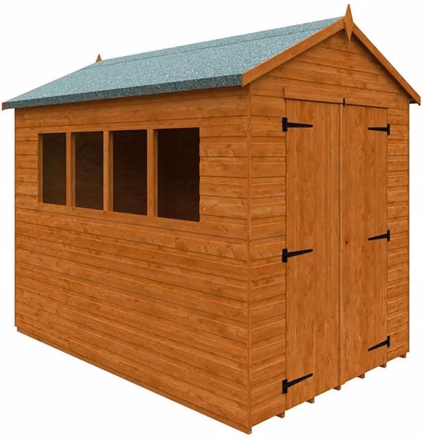 Buttercup Farm 12mm Wooden Workshop Shed with Double Doors and Window in Burnt Orange, W/D/H: 175 x 265 x 240.5 cm – 1