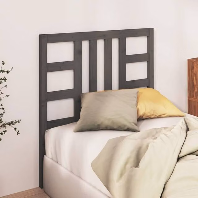 Berkfield Home Beautiful Bed Headboard in Grey Solid Pine Wood, W/D/H: 96 x 4 x 100 cm – 1