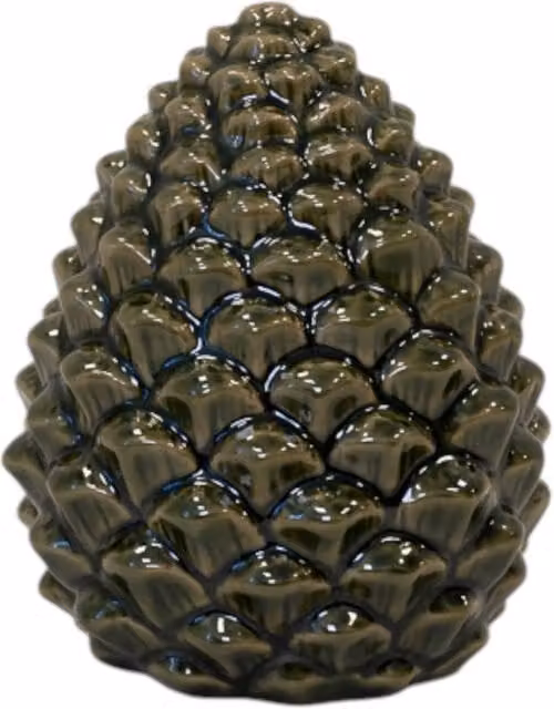 Four Candle Natural Ceramic Pinecone Tabletop Decoration, Brown and Green, H: 16 cm – 1