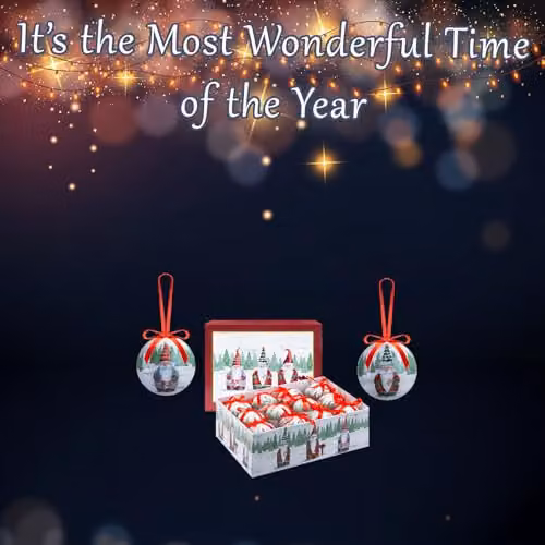 VFM e-Store 12 Piece Santa Gonk Christmas Bauble Set in Red and Multicolour – 3