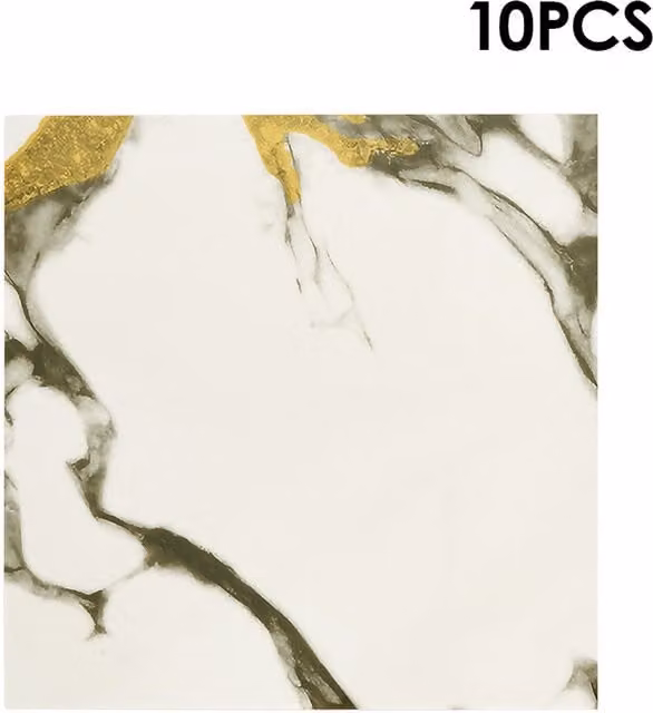 Livingandhome Set of 10 Self Adhesive Marble Wallpaper Wall Tile Stickers in Beige, Grey, Gold and White